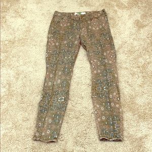Anthropologie multi-color print skinny jeans